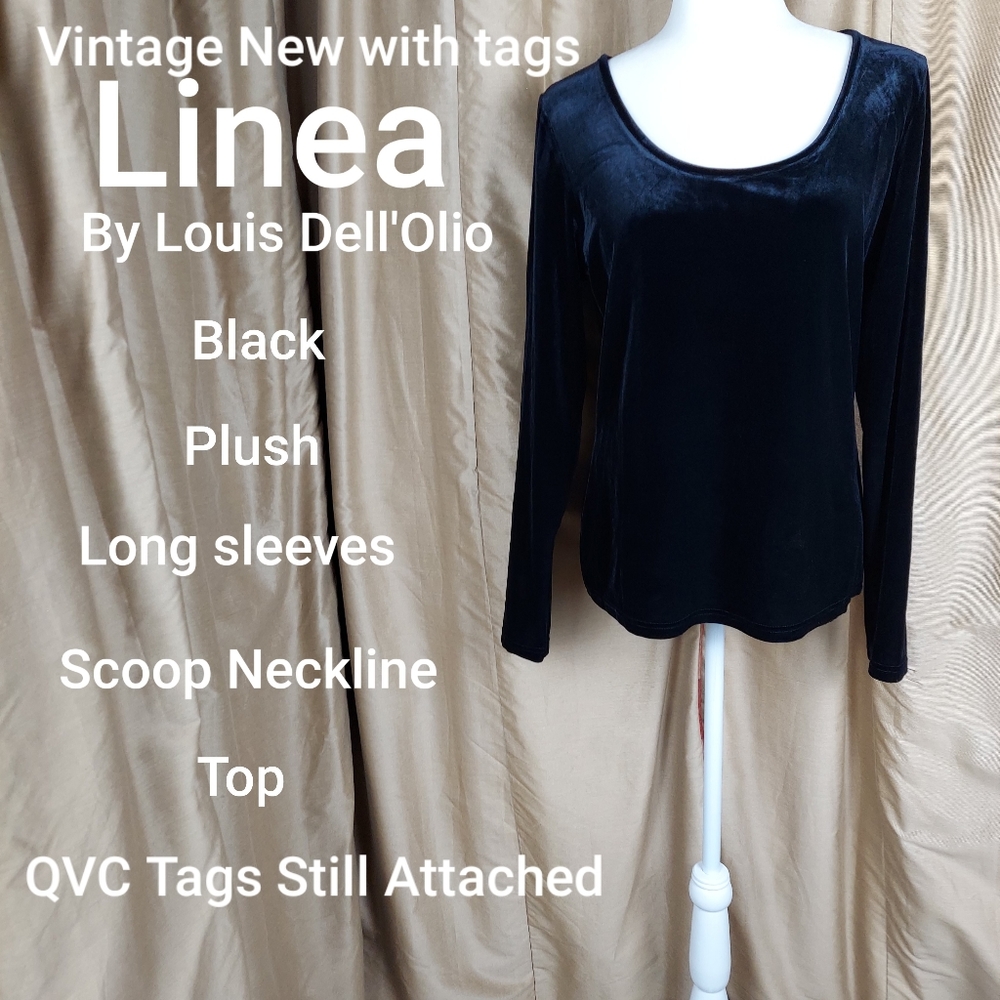 New vintage Linea by Louis Dell'Olio black plush top size M